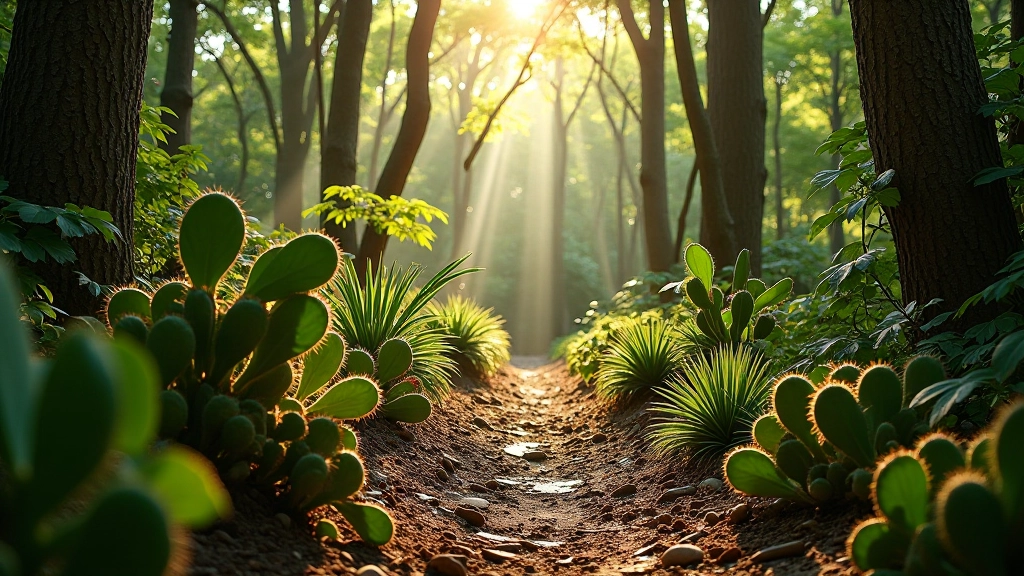 Ecosistema del Bosque Seco mostrando la diversidad de plantas adaptadas al clima árido
